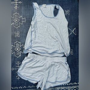 Lake Pajamas tank short set in light blue and white stripe size medium